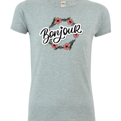 CAMISETA BONJOUR CON FLORES 100% ALGODÓN