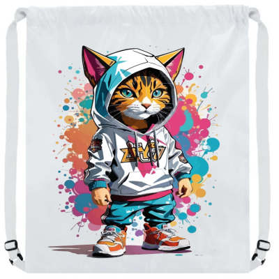 MOCHILA EXTRA GRANDE DOBLE CINTA AJUSTABLE GATO RAPERO