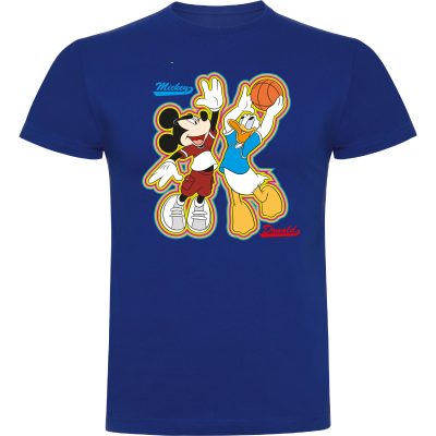 CAMISETA JUVENIL MICKEY Y DONALD BASKET 100% ALGODÓN