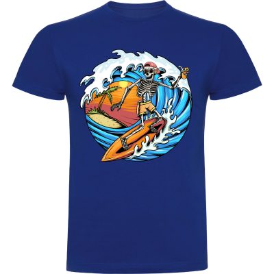 CAMISETA ADULTO CALAVERA SURF 100% ALGODÓN